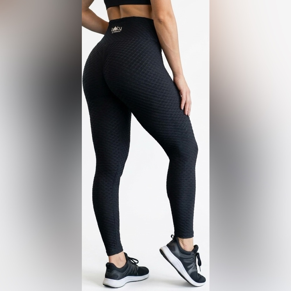 Booty by Brabants Black Honeycomb High Waisted Leggings OS (see measurements)